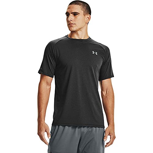 Under Armour UA Tech 2.0 SS Tee Novelty, camiseta para gimnasio, camiseta transpirable hombre, Negro (Black/Pitch Gray (001)), M