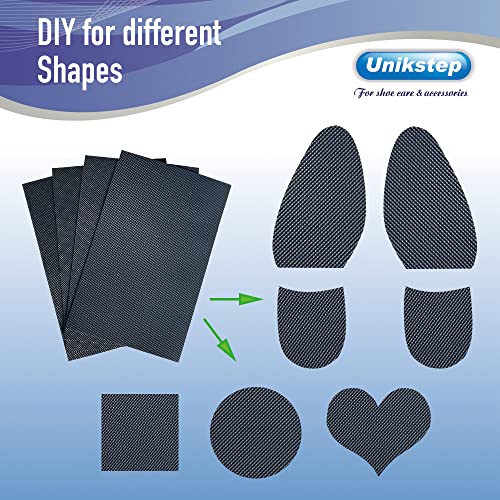 Unikstep 4 unidades de protectores para suelas de zapatos, almohadillas antideslizantes para el suelo y el talón de los zapatos, adhesivo de reducción de ruido autoadhesivo antideslizante (negro)