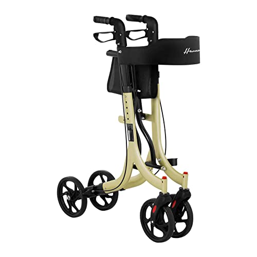 Uniprodo Andador Para Adultos Caminador UNI_ROLL_04 F (Carga Máxima 136 kg, Ruedas De TPR, Altura Ajustable 88-98 cm, Color Champagne)