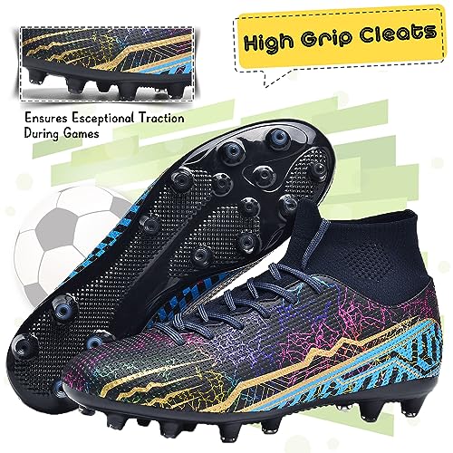 Unitysow Botas de Fútbol para Hombre Profesionales Zapatillas de Fútbol Spike Tacos Aire Libre Atletismo Entrenamiento Zapatos de Fútbol,Negro,Talla 41