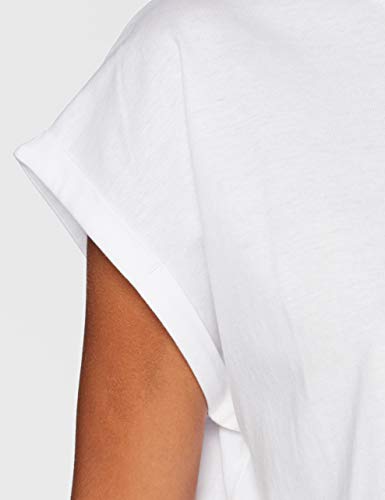 URBAN CLASSICS Camiseta básica mujer de manga corta, cuello redondo, de algodón hombros caídos, con doblez en las mangas, distintos colores y tallas