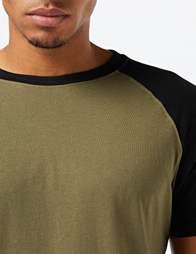 Urban Classics Raglan Contrast tee Camiseta, Verde (Olive)/Negro (Black), 4XL para Hombre
