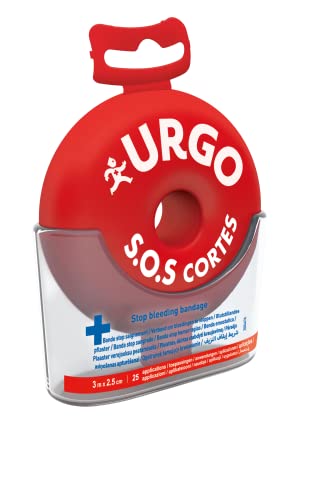 Urgo - SOS Cortes - Cinta autoadhesiva para detener el sangrado - Ideal para las situaciones de urgencia - Banda de 2,5 cm x 3 m