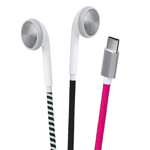 URIZONS Auriculares USB C Tipo C Trenzado Colorido - In-Ear con Micrófono Control de Volumen y Sonido Puro, Auriculares para Huawei Samsung Google Pixel(7#)