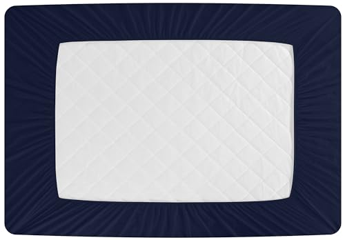 Utopia Bedding Protector de colchón Acolchado 135x190 cm, Microfibra - Transpirable, Funda para colchon estira hasta 38 cm de Profundidad (Cama 135, Azul Marino)
