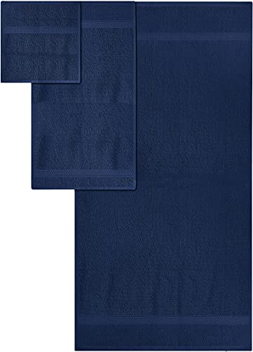 Utopia Towels Juego de Toallas de 8 Piezas: 2 Toallas de baño, 2 Toallas de Mano y 4 paños de algodón de Calidad de Hotel, súper Suave y Altamente Absorbente (Azul Marino)