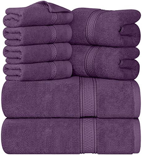 Utopia Towels - Juego de Toallas Premium de 8 Piezas, 2 Toallas de baño, 2 Toallas de Mano y 4 toallitas - Algodón - Calidad del Hotel, súper Suave y Altamente Absorbente (Ciruela)