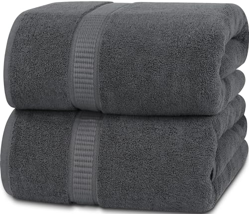 Utopia Towels - Pack de 2 Toallas de Baño Jumbo de Lujo (90 x 180 CM, Negro) - 100% Algodón Ring Spun, Altamente Absorbente, Suave y de Secado Rápido(Gris)