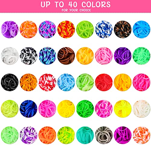 UUEMB Gomas Para Hacer Pulseras, 5000+ 54 Rejillas Elásticas de 30 Colores, Kit para Hacer Collares Plásticos de Juguete para Niños, Manualidades de anillos y collares de bricolaje