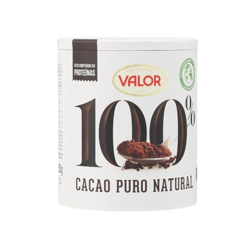 Valor - Cacao puro natural 100% soluble en polvo. Sin Azúcares Añadidos. Sin glúten. Intenso sabor y aroma. 100% Natural. Solo un ingrediente - 250 Gramos
