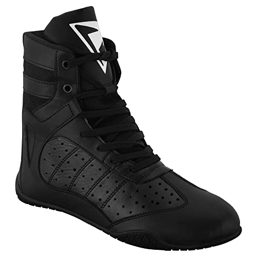VASTER Zapatos de Boxeo Premium Zapatillas Deportivas Hombre | Transpirable Zapatillas Deporte Lucha Juvenil con Suela Goma, Botas de Boxeo para Hombres (Negro, 47)