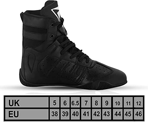 VASTER Zapatos de Boxeo Premium Zapatillas Deportivas Hombre | Transpirable Zapatillas Deporte Lucha Juvenil con Suela Goma, Botas de Boxeo para Hombres (Negro, 47)
