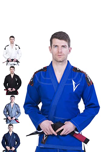 VECTOR SPORTS Kimono jiu Jitsu BJJ Gi para Hombres con Cinturón Blanco Pantalones de Brasileño Ripstop