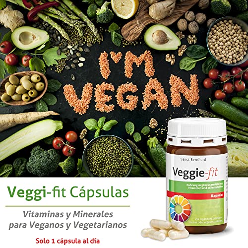 Veggie-Fit Cápsulas - para complementar la dieta vegetariana o vegana con vitaminas y minerales - 90 Cápsulas para 3 meses