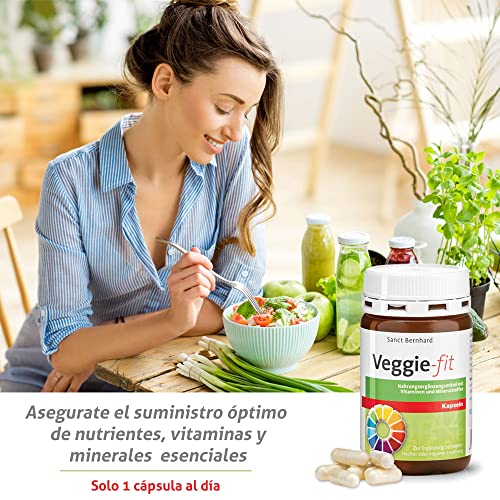 Veggie-Fit Cápsulas - para complementar la dieta vegetariana o vegana con vitaminas y minerales - 90 Cápsulas para 3 meses