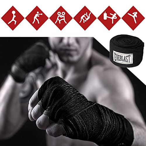 Vendas Boxeo, Vendajes para Las Manos para Boxeo Muay Thai Kickboxing Karate Lucha Artes Marciales Gimnasio Fitness, Unisex (un par de 2) (Negro)