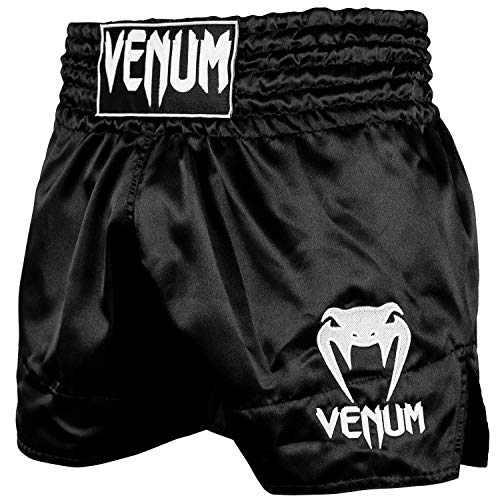 Venum Classic Pantalones Cortos De Muay Thai, Unisex Adulto, Negro/Blanco, S