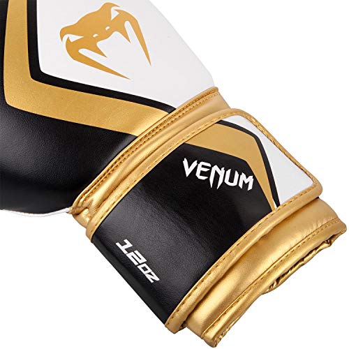 Venum Contender 2.0 Guantes de Boxeo, Unisex Adulto, Negro/Blanc-Oro, 12 Oz