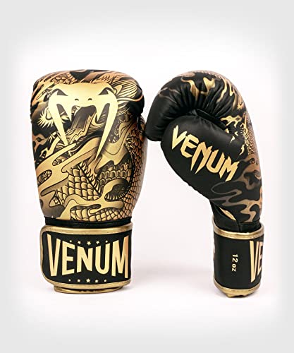 Venum Dragon'S Flight - Guantes de Boxeo (16 oz), Color Negro y Bronce