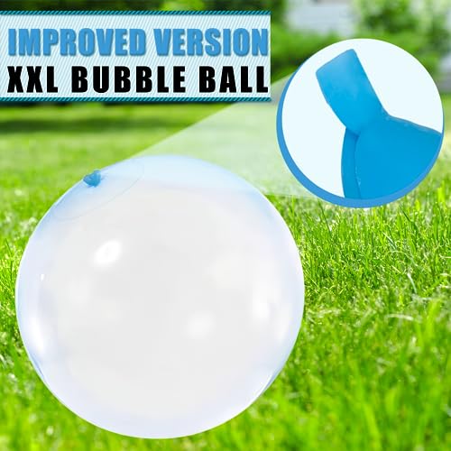 Vercico 2 bolas de burbujas XXL, pelota de burbuja inflable burbuja de gran tamaño transparentes resistentes al desgarro juguete para niños playa piscina jardín fiesta actualización azul + rosa