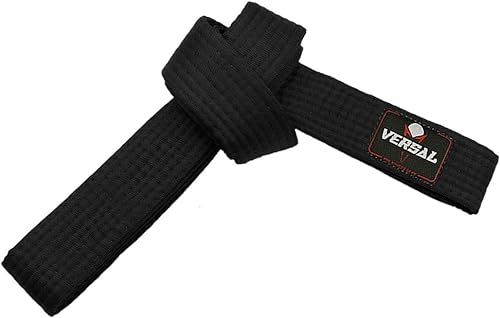 VERSAL Cinturón de karate de artes marciales, 100% algodón, cinturón de clasificación profesional para Judo, Bjj, Taekwondo, Jiu Jitsu de color (negro, 280 cm)