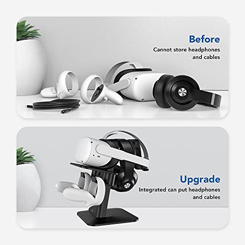 [Versión Mejorada] KIWI design Soporte VR Accesorios Compatible con Oculus Quest 2 / Quest 1 / Rift S/Valve Index/HP Reverb G2 / PSVR 2 / Pico 4 Auriculares y Controladores Táctiles (Negro)