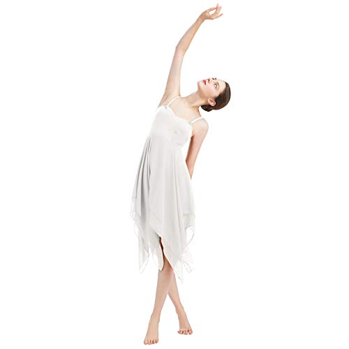 Vestido de Danza Ballet Contemporánea para Mujer Clásico de Color Sólido Tirantes Ropa Baile Latino Lírica Ballet Leotardo Falda de Tul Pañuelo Disfraz Bailarina Tutu Blanco x-s