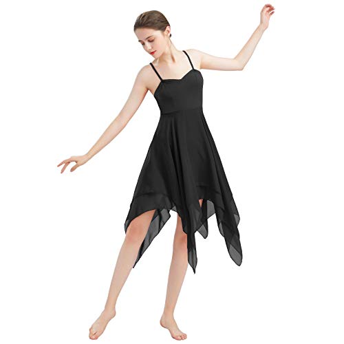 Vestido de Danza Ballet Contemporánea para Mujer Clásico de Color Sólido Tirantes Ropa Baile Latino Lírica Ballet Leotardo Falda de Tul Pañuelo Disfraz Bailarina Tutu Negro s
