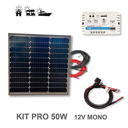 VIASOLAR Kit 50W Pro 12V Panel Solar monocristalino células PERC alta eficiencia
