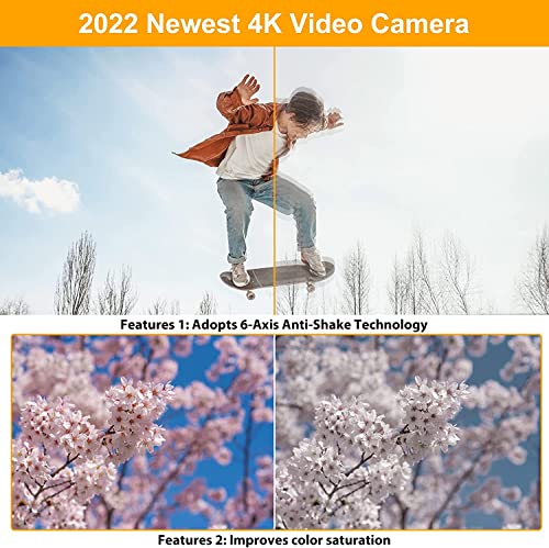 Videocámara 4K 48MP WiFi Vlogging Camera 16X Zoom Digital Video Camera IR Visión Nocturna 3" IPS Pantalla Táctil Giratoria con Micrófono,Estabilizador,Control Remotol 2 Batteries (2023 Latest 4K Plus)