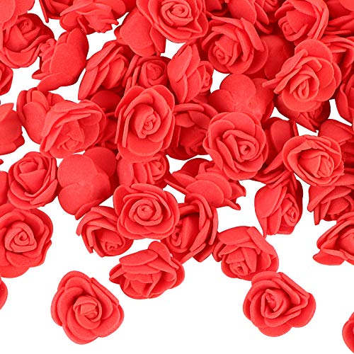 VINFUTUR 200pcs Rosas Artificiales Rojas Flores Falsas Pequeñas Rosas Espuma para DIY Regalos Decoración Jarrón Mesa Boda Manualidad