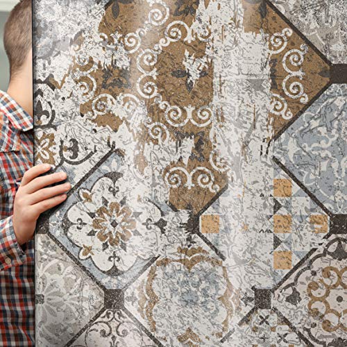 Vinilo Adhesivo Decorativo para Nevera, Especial Libre De Burbujas, Vintage Worn Tiles (70x200cm)