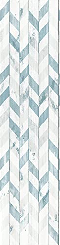 Vinilo Decorativo Madera Espiga 62x250 cm Pared y Muebles Papel Autoadhesivo Impermeable Textura Imitación (250x62 cm, Espiga Azul)