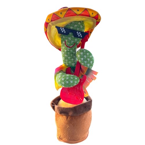 VISTA TRADE Cactus bailarín con cable USB y batería, cactus cantante, juguete de cactus parlante, que repite lo que dices brilla canta y baila, para niños, familiares y amigos