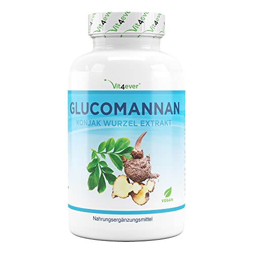 Vit4ever Glucomanano de la raíz de konjac - 180 cápsulas - Altamente dosificado con 4200 mg por porción diaria - Optimizado con cromo - Vegano