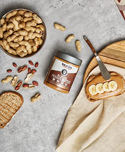 VITALDIN SPORT All Natural Peanut Butter Smooth – Pack 2 Botes x 500 gr – Crema de Cacahuete Cremosa – Mantequilla de Cacahuete 100% Natural Sin Azúcares Añadidos – 26% Proteína – Vegano