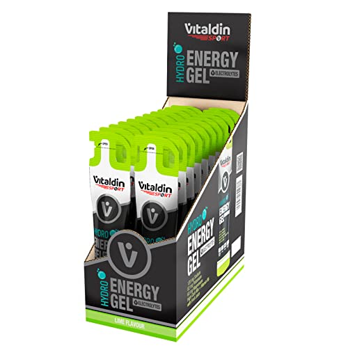 VITALDIN SPORT Hydro Energy Gel Electrolytes – 24 Geles x 55 ml – Gel Energético Hydro sabor Lima con Electrolitos – Energía rápida y sostenida en Running, Ciclismo & Deportes de Resistencia