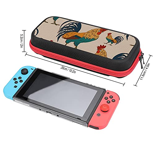 Vivid Rooster Bolsa de almacenamiento portátil para Nintendo Switch Lite y accesorios de viaje impreso