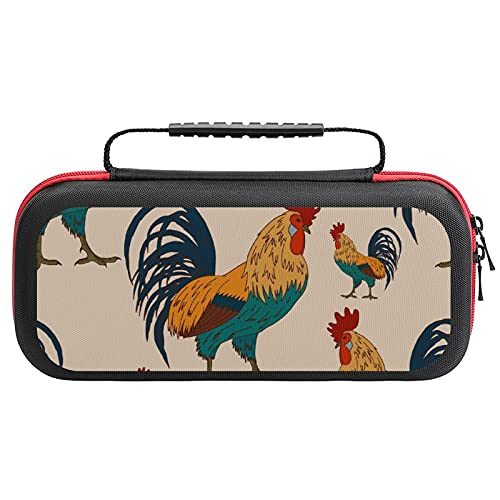 Vivid Rooster Bolsa de almacenamiento portátil para Nintendo Switch Lite y accesorios de viaje impreso