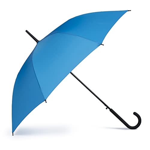 VOGUE- Paraguas Mujer Largo Elegante. Confeccionado con Tejido 100% Eco-Rpet con botellas de plástico reciclado, Paraguas Antiviento Wind Proof. Apertura automática y cierre manual. Color azul
