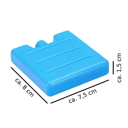 VonBueren 6 x Mini acumulador de Frio para Nevera portatil | 12h | Placas Hielo Nevera portatil pequeñas de 85 g | Azul | ca. 8 x 7,5 x 1,5 cm