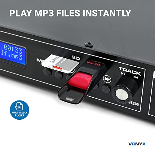 Vonyx VX2USB MK2 Doble Reproductor Multimedia. 2 Canales con Receptor Bluetooth Dual Salida Mixta USB SD MP3 Player