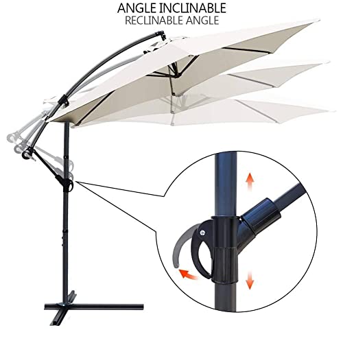 VOUNOT 300 cm Parasol Excentrico, Sombrilla de Jardín con Manivela y Funda Protectora, Protección UV, Beige