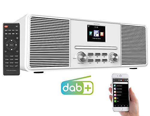 VR-Radio Discos compactos Radio: Radio por Internet estéreo con Reproductor de CD, Dab + / FM y Bluetooth, 40 vatios, Blanco (LENGUADO Radio Discos compactos)