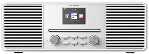 VR-Radio Discos compactos Radio: Radio por Internet estéreo con Reproductor de CD, Dab + / FM y Bluetooth, 40 vatios, Blanco (LENGUADO Radio Discos compactos)