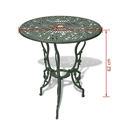 Wakects Juego de mesa de jardín con 2 sillas de hierro forjado, efecto antiguo, decoración para balcón, terraza, pub, bar, aluminio fundido y hierro fundido
