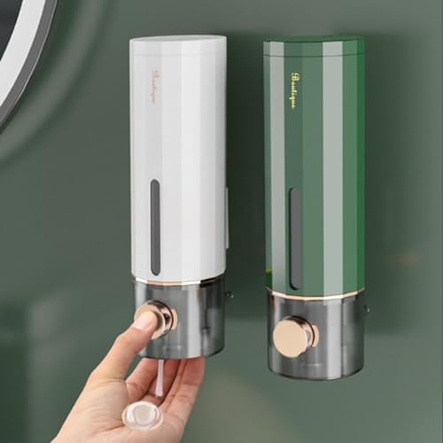 Wall Mounted Manual Soap Dispenser,Wall Mounted Soap Dispenser,For Liquid Containers Shampoo Gel (White,2PCS)