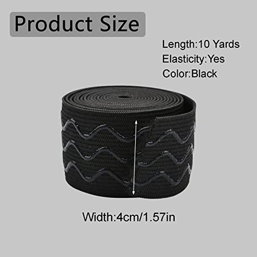 WANDIC Banda elástica, cinta elástica de silicona negra de 10 yardas, cintura de alta elasticidad para coser ropa, manualidades, 4 cm