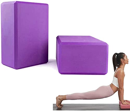 WANGZAIZAI Bloque de yoga de 2 bloques de yoga para entrenamiento de yoga, pilates, bloques de yoga de alta calidad, perfecto para yoga, pilates meditiation, para principiantes y avanzados (Lila)