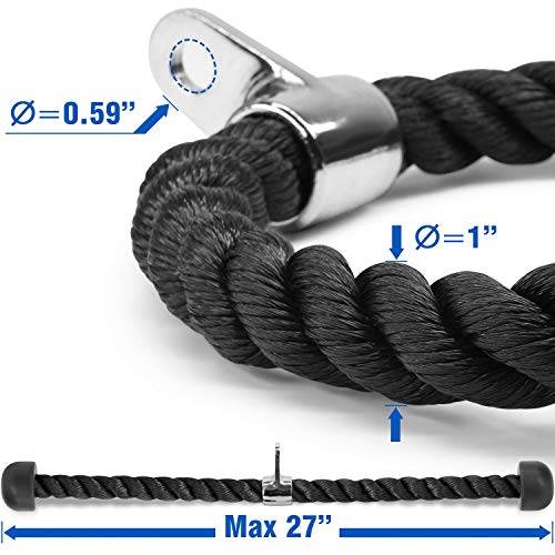 WANGZAIZAI Cuerda de tracción para tríceps de 70 cm, resistente, para sujetar cables de tríceps, para fitness, culturismo y gimnasio, color negro
